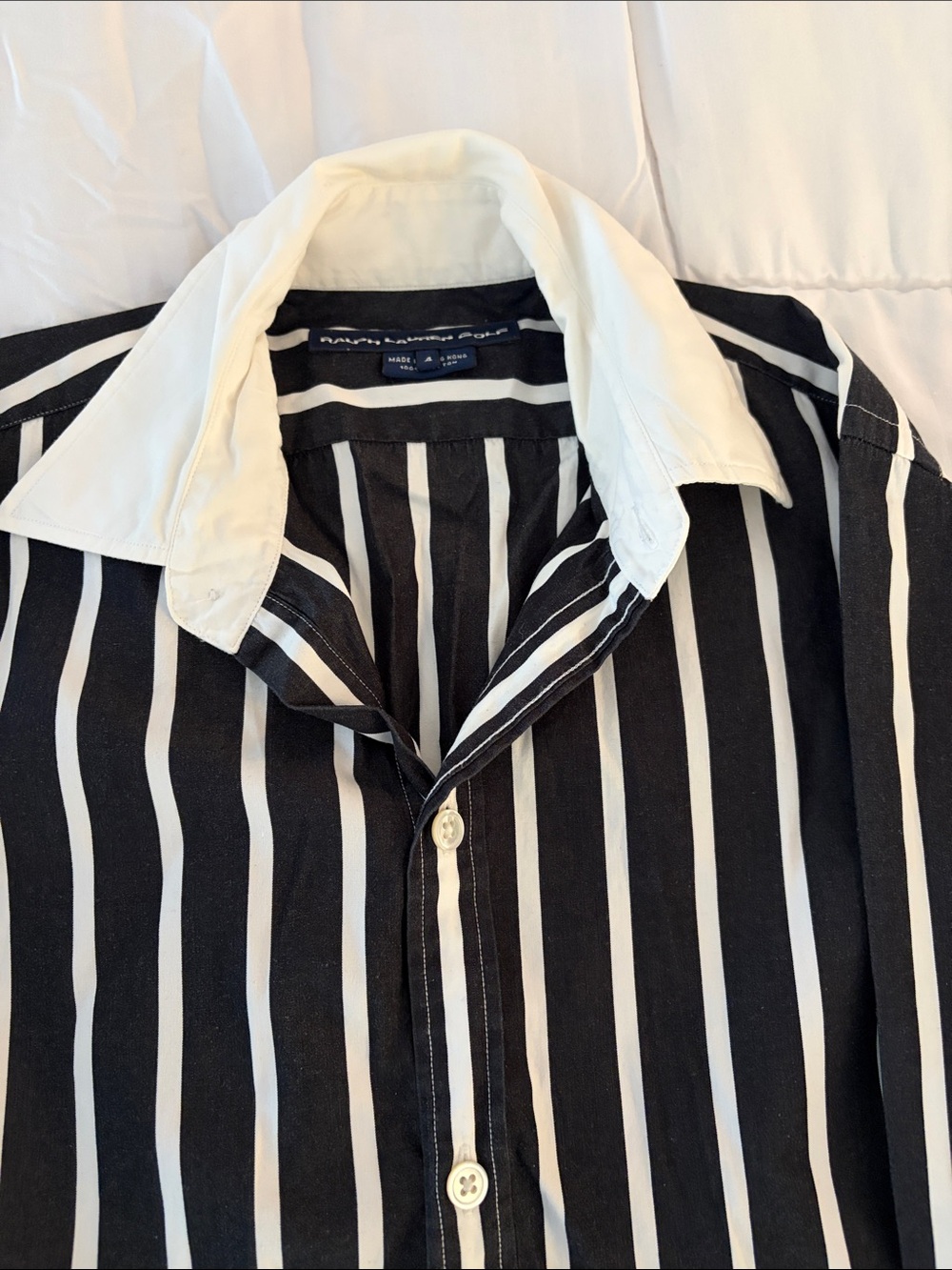 Ralph Lauren Black and White Striped Button-Down Shirt - Picture 2 of 5
